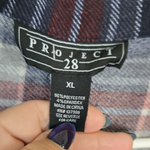 0Project 62 Plaid Long Button Up Shirt in Blue and Red Nwt - Picture 2 of 3